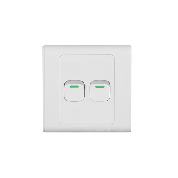 Wener Plus Series Two Gang One Way Electrical Wall Switch Socket 2Gang