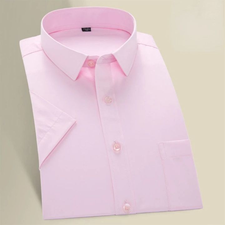 New%20Plus%20Size%209XL%208XL%20Non-ironing%20Mens%20Dress%20Shirt%20Summer%20Short%20Sleeve%20Solid%20Male%20Clothing%20Regular%20Fit%20Business%20Shirts%20Men%20Shirt%20-%20Image%205