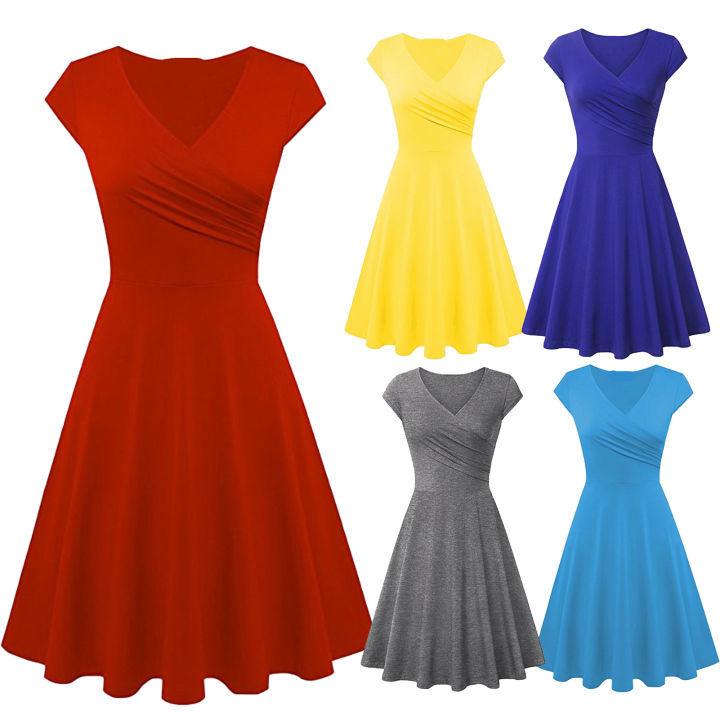 Casual%20Dress%20Pure%20Colors%20Pleated%20Large%20Hemline%20A-Line%20Swing%20Dress%20-%20Image%205