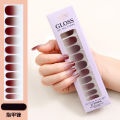 New summer nail art sticker 22 finger full sticker waterproof non-baked nail polish film European and American simple solid color sticker. 