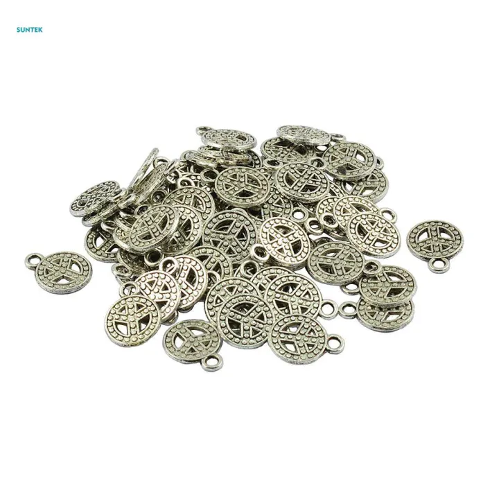 2x50%20Pieces%20Antique%20Peace%20Sign%20Symbol%20Jewelry%20Making%20Charms%20Pendants%20-%20Image%204