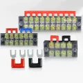 Electrical Screw Terminal Block Dual Row Strip Fixed Wiring Board Wire Connectors 600V 15A Box Connecter Cable Contacts 3/4/5/8p. 