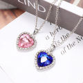 Titanic Heart Of Ocean Blue Crystal Love Heart Necklace for Women. 
