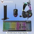 ONIKUMA Gaming Headset with Dynamic RGB Light Detachable Cat Ears Mouse Holder Esports Package Wired Headphones with Mic for PC. 