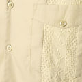 Men's Traditional Cuban Camp Collar Guayabera Shirt Short Sleeve Embroidered Mexican Caribbean Style Beach Shirt with 4 Pocket. 