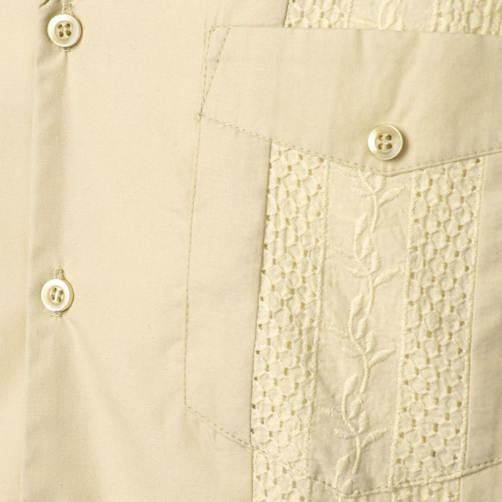 Men's%20Traditional%20Cuban%20Camp%20Collar%20Guayabera%20Shirt%20Short%20Sleeve%20Embroidered%20Mexican%20Caribbean%20Style%20Beach%20Shirt%20with%204%20Pocket%20-%20Image%205