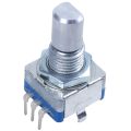 Solid 20-point shaft Detents encoder and 360 degree rotary with push button Blue + Silver.