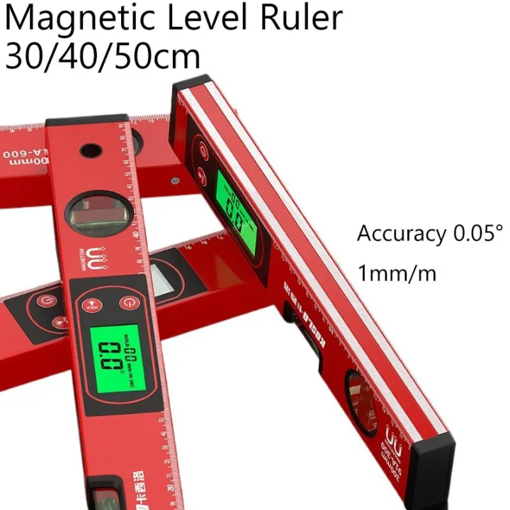 30/40/50cm Electronic Digital Display Level Ruler Magnetic Angle Meter ...