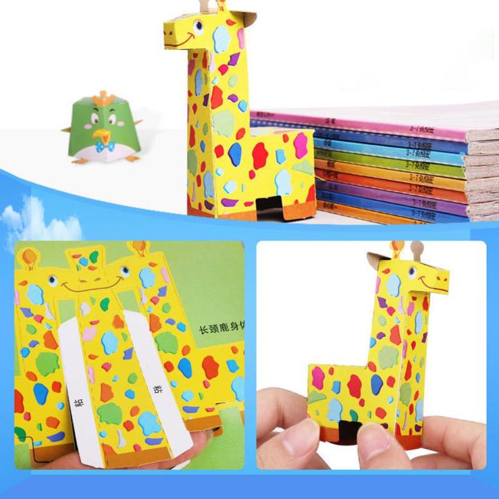 DENOSWIM 1 Book 12Pages Kids Diy 3D Paper Folding Art Craft Montessori Toys Cartoon Origami Handcraft Paper Art Learning Educational Toys