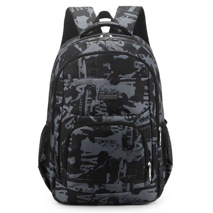 Trendy Nylon Versatile Backpack Grey Green Blue Khaki Large Capacity School Student Backpack Washable Waterproof Travel Bag Unisex