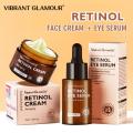 VIBRANT GLAMOUR Retinol Face Cream And Eye Serum 2 PCS/Set Firming Lifting Anti-Aging Reduce Wrinkle Fine Lines Facial Skin Care. 