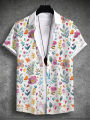 Summer Hawaiian Shirt Unisex Shirt Rabbit Egg Happy Easter Turndown Street Outdoor Short Sleeve Button-Down Print Men's Clothing. 