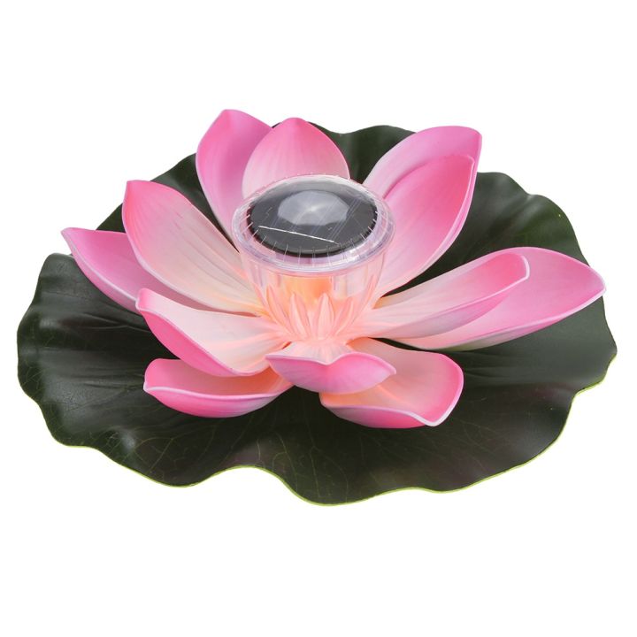 Migeet 0.1W Solar Powered Multi-colored LEDs Lotus Flower Lamp RGB Water Resistant Outdoor Floating Pond Night Light Auto On / Off for Garden Pool Party Ideal Gift Pink