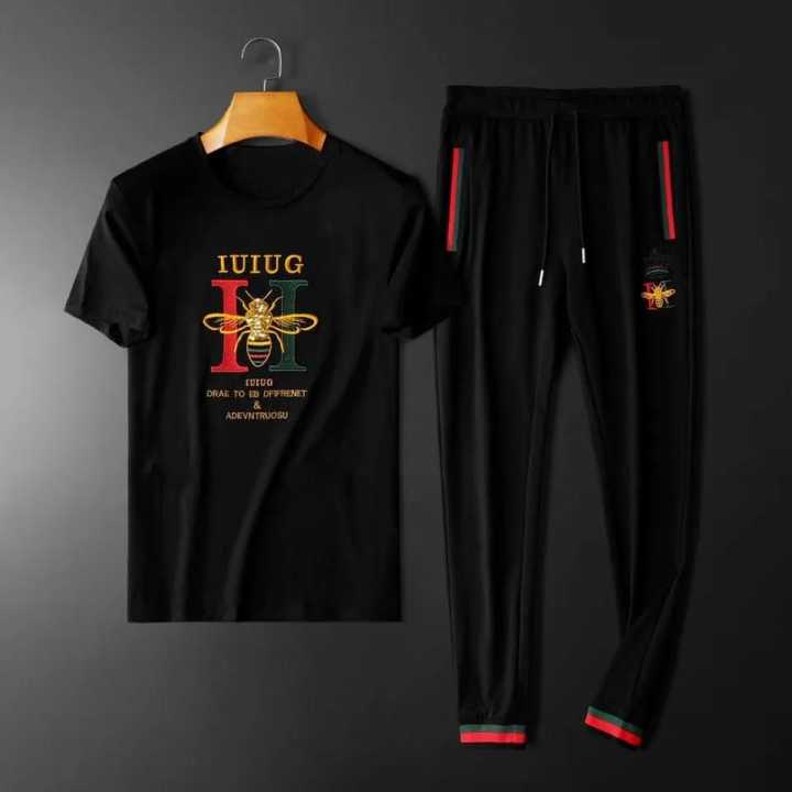 Black Cotton Combo T-Shirt & trouser Pant For Man