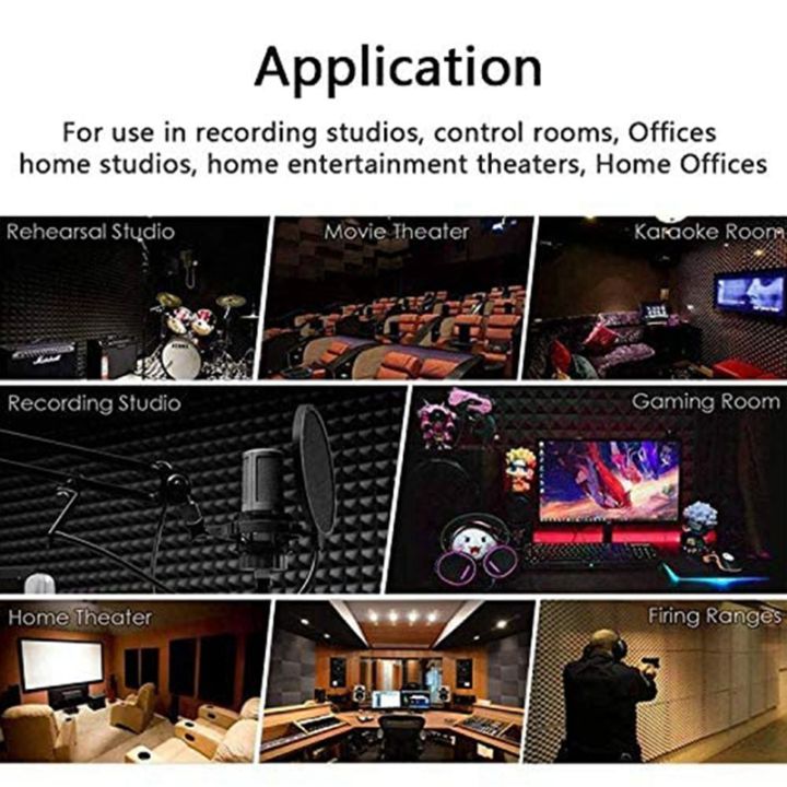 XHHDQES%2024%20Pcs%20Acoustic%20Foam%20Board,Studio%20Wedge%20Tile,Acoustic%20Foam%20Soundproof%20Pyramid%20Studio%20Treatment%20Wall%20Panel%202.5X30X30cm%20-%20Image%203