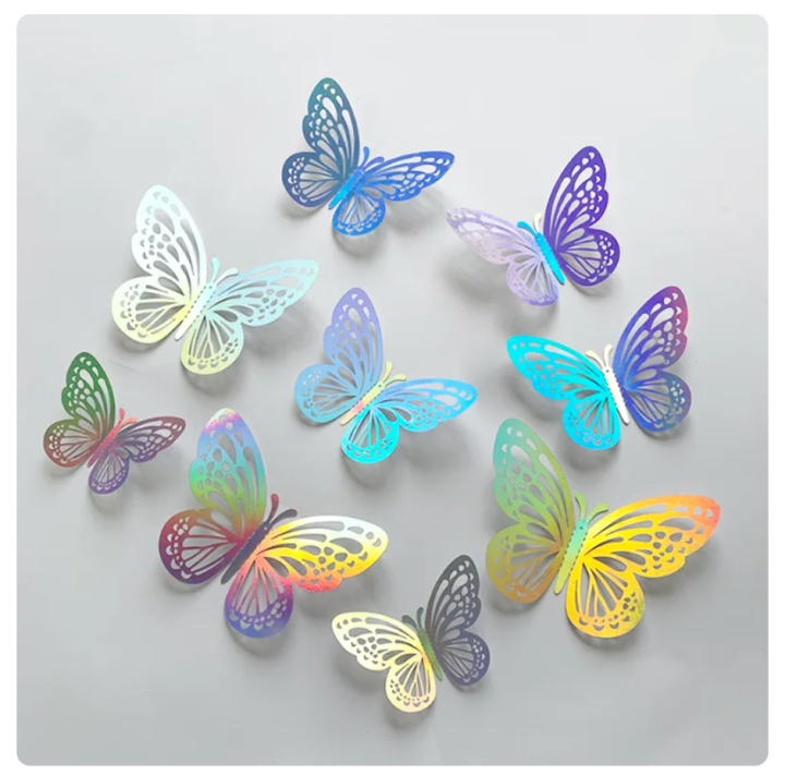12pcs 3d hollowed out butterfly wall paste living room wall decoration
