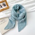 90cm Size Scarf Pleated Crinkle Women's Hijab Wrinkle Shawl Scarves Women Satin Scarf Neckerchief Square Skinny Hair Tie Band.
