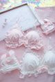 Kawaii Lolita Bra and Panty Set White Lingerie Cute Japanese Milk Silk Bra Panties Set Wirefree Soft Underwear Set. 