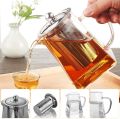 500ml & 900ml Square Glass Teapot for One with Heat Resistant Stainless Steel Infuser, Perfect for Tea and Coffee, Clear Leaf Teapot with Strainer Lid Gift for Your Family or Friends (Clear). 