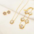 3Pcs Luxury Five Leaf Flower Pendant Necklace Earrings Bracelet for Women Gift Trendy Stainless Steel Jewelry Sets 2023 New.