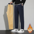 Winter Padded Fleece Trousers Men's Casual Sports Straight Trousers Men's Winter Lambswool Warm-Keeping Pants. 