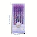 6pcs Purple Tulip Erasable Gel Pens Kawaii Gel Pens With Erasers Korean Stationery Students Girl Gift School Office Supplies.