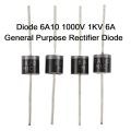 5Pcs- Diode 6A10 1000V 1KV 6A General Purpose Rectifier Axial Diode 6A10 Silicon Junction Diode R-6 Package Electrical Circuitry & Parts. 
