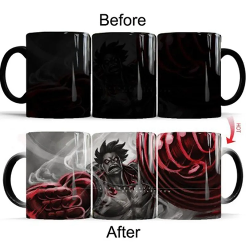 1Pcs 350mL One Piece Coffee Mugs Color Change Tea Cup Luffy Zoro