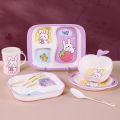 Children's tableware, supplementary food bowls, eating grids, plates, baby babies, forks, spoons, milk cups, melamine, resistant to falling, primary school plates. 