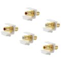 5-Pack Rca Keystone Jack Connector Socket Female Snap In Adapter Port Inline Coupler For Wall Plate. 