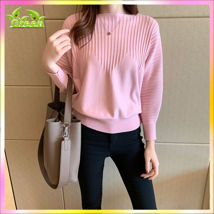 Green%20Ready%20Stock%20Knitwear%20Women%20Batwing%20Muslimah%20Blouse%20Korean%20Style%20Long%20Sleeve%20Oversized%20Sweater%20Lengan%20Panjang%20-%20Image%209