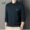 Men's Embroidery Brand High Quality Knitted Polo Shirt Four Seasons Casual Ribbed Long Sleeve T-shirts Black White Tee 8 Colors. 