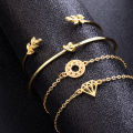 New Trendy Fashionable 4Pcs/ Set Women Simple Design Gold Plated Chain Bracelet for Girls Simple Stylish / Bracelets for Women. 
