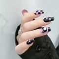 Kawaii 24Pcs/box False Nails Sanrio Kuromi Anime Wearable Press On Nail Tips with Glue Beauty Fashion Detachable Nail Art. 