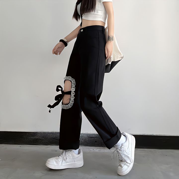 Black%20Lace%20Up%20Ripped%20High%20Waisted%20Jeans%20Korean%20Fashion%20Vibe%20Style%20Denim%20Trousers%20Streetwear%20Y2k%20Jeans%20Women%20Baggy%20Wide%20Leg%20Pants%20-%20Image%208
