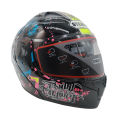 Stealth -103 Glossy Black SKULL-BULE Full Face Helmet.