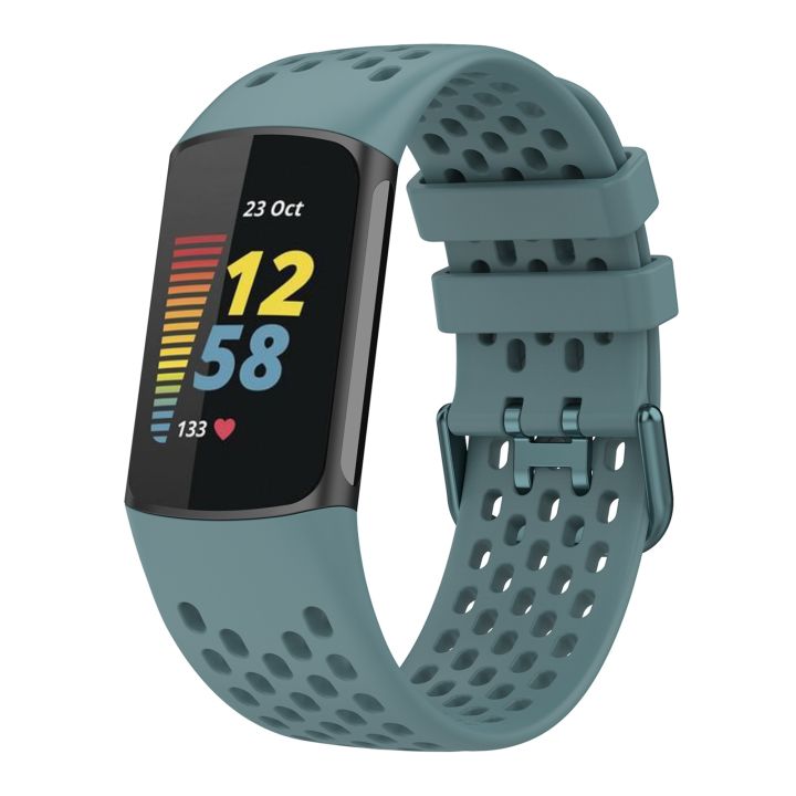 Solid Color Breathable Sports Silicone Watch Band For Fitbit Charge 6