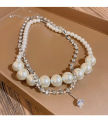 Diamond Drop Flower Pearl Necklace.