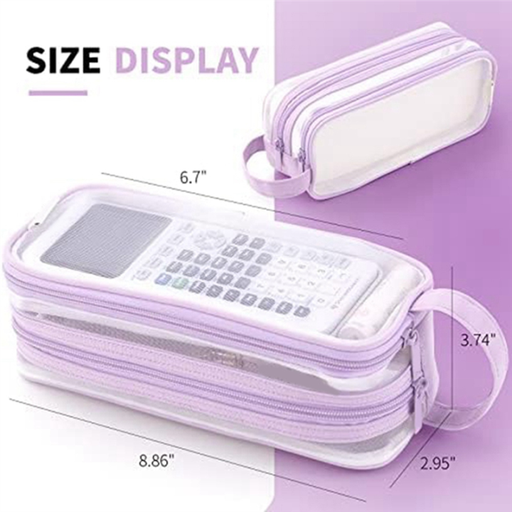 1%20Piece%20Grid%20Mesh%20Pencil%20Case%202%20Compartment%20Pen%20Bag%20Clear%20Pencil%20Pouch%20For%20Teen%20Student%20College%20Pink%20-%20Image%205