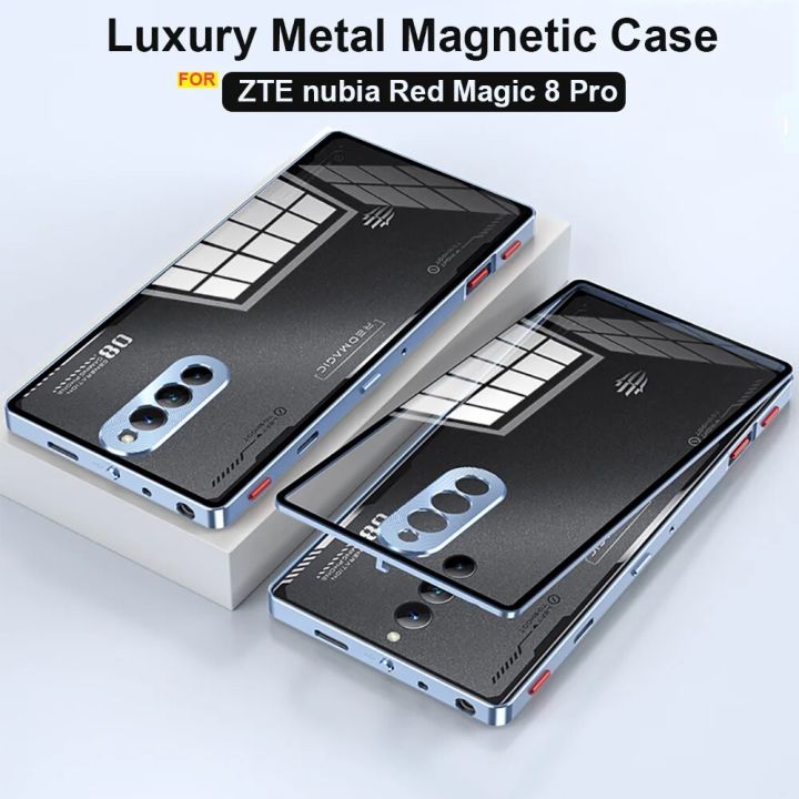 Luxury Aluminium Alloy Magnetic Tempered glass Case for ZTE nubia Red Magic 8 Pro Phone Cases Metal Bumper Frame Ultrathin Funda