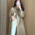 Early Spring Trench Coat for Women2022New Spring and Autumn Khaki Small Korean Style Autumn Mid-Length Black. 