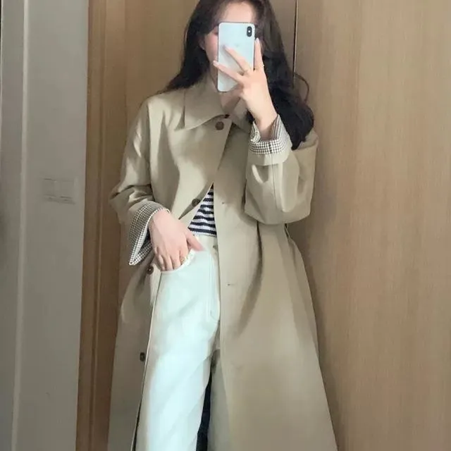 Early%20Spring%20Trench%20Coat%20for%20Women2022New%20Spring%20and%20Autumn%20Khaki%20Small%20Korean%20Style%20Autumn%20Mid-Length%20Black%20-%20Image%205