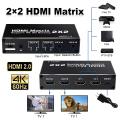 4k Hdmi Switcher Matrix 2x2 Hdmi Matrix 2 In 2 Out Hdmi Switch Splitter Converter Matrix 4k 30hz Hdcp1.4 With Ir Remote Control.