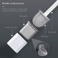 Silicon Toilet Brush With Plastic Holder Slim Flex Toilet Cleaner Brush Anti-Drip Set, No-Slip Long Handle Soft Silicone Brush.