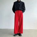Black Red Suit Pants Men Fashion Social Mens Dress Pants Korean Loose Wide Leg Pants Mens Oversized Formal Trousers M-2XL. 