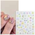 Spring Oil Painting Flower Nail Stickers 5D Relief Nail Art Stickers Decals Manicure Charms Adhesive Nail Stickers Yao Store.