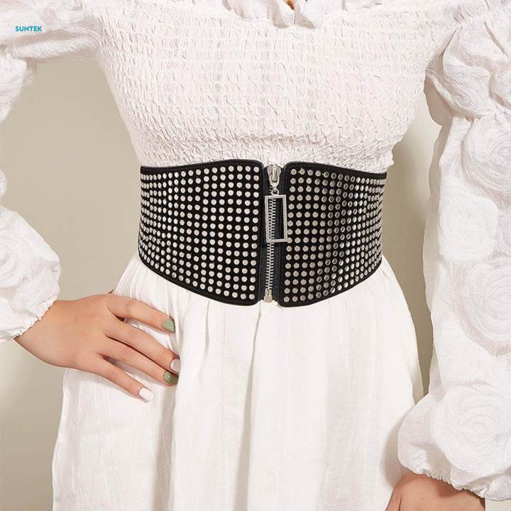 Women%20Wide%20Stretchy%20Belts%20Corset%20Belt%20Front%20Zipper%20Belts%20Wide%20Waist%20Belt%20Waistband%20for%20Dresses%20Coats%20-%20Image%204
