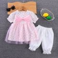 Baby Girl Summer Western Suit 2024 New Baby and Children's Clothes Girls Short Sleeve Clothes Small Children's Summer Clothes 1-4 years old.