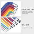 18PCS Ball End Hex Key Wrench Set Multicolor Long Arm Metric & SAE Wrenches Industrial Grade Chrome Vanadium Steel Hex Key Allen Wrench with Holding Case. 