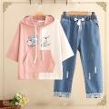 Junior and middle school students2022New Girl Student Summer Leisure Sports Suit Middle School Student Loose Two-Piece Suit. 